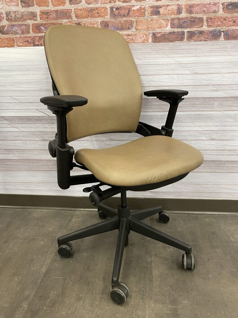 Pre-Owned, Steelcase Leap task chair, Light Brown Leather Alternative