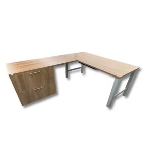 Pre-Owned L-Shaped Desk with F/F Pedestal – 66x30 desk / 54x24 return