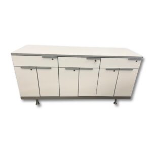 Pre-Owned White Laminate Credenza with Keys -72" x 36" x 24"D