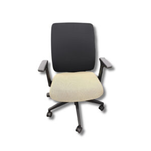 Pre-Owned Conference Chair with Black Back and Tan Seat
